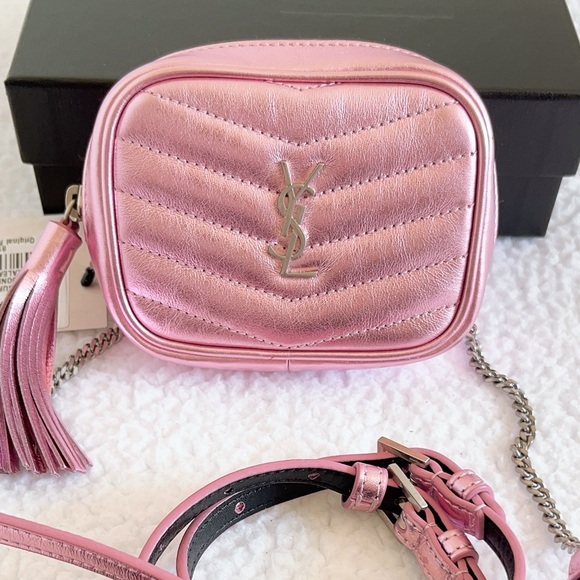 Saint Laurent Handbags - SAINT LAURENTYSL Metallic Calfskin Matelasse Monogram Baby Lou Camera Bag